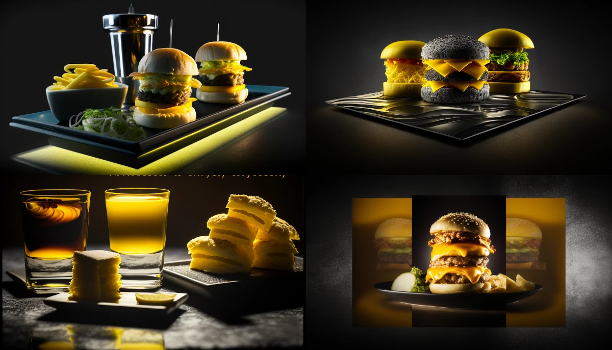 Layered, Dramatic Shadow, Sliders Trio, Classic Yellows, Slate Platter, Sauce Swirls, Sharp Sliders, Low Angle View, Brightness Adjustment, Sports Bar Gathering &ndash;ar 16:9