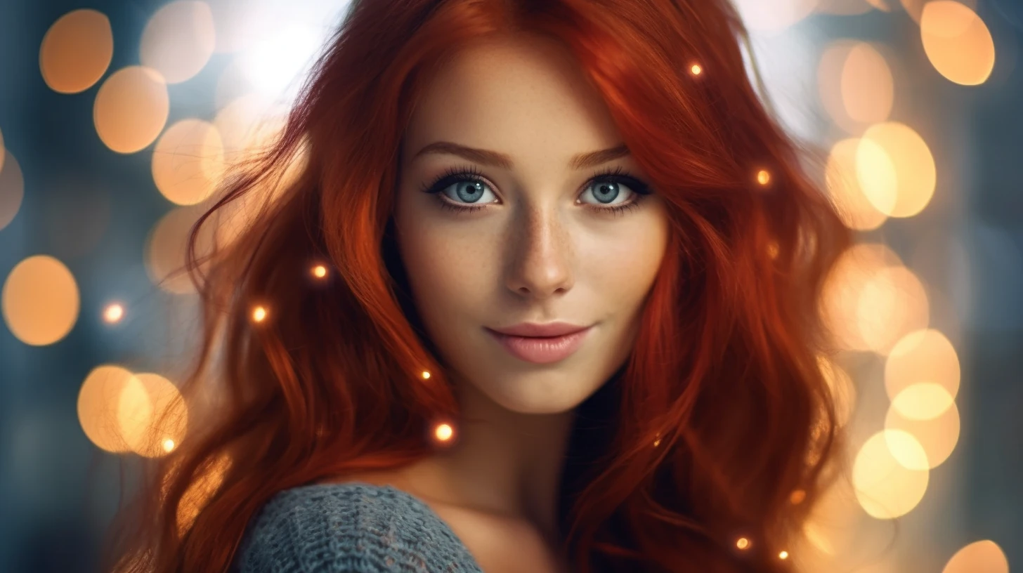 photo of a deep red hair girl, charming beatiful young women, faceshot, close up, frekkles, soft diffused light, 8k details &ndash;ar 16:9 &ndash;s 1000 &ndash;c 100 &ndash;style raw &ndash;v 5.1