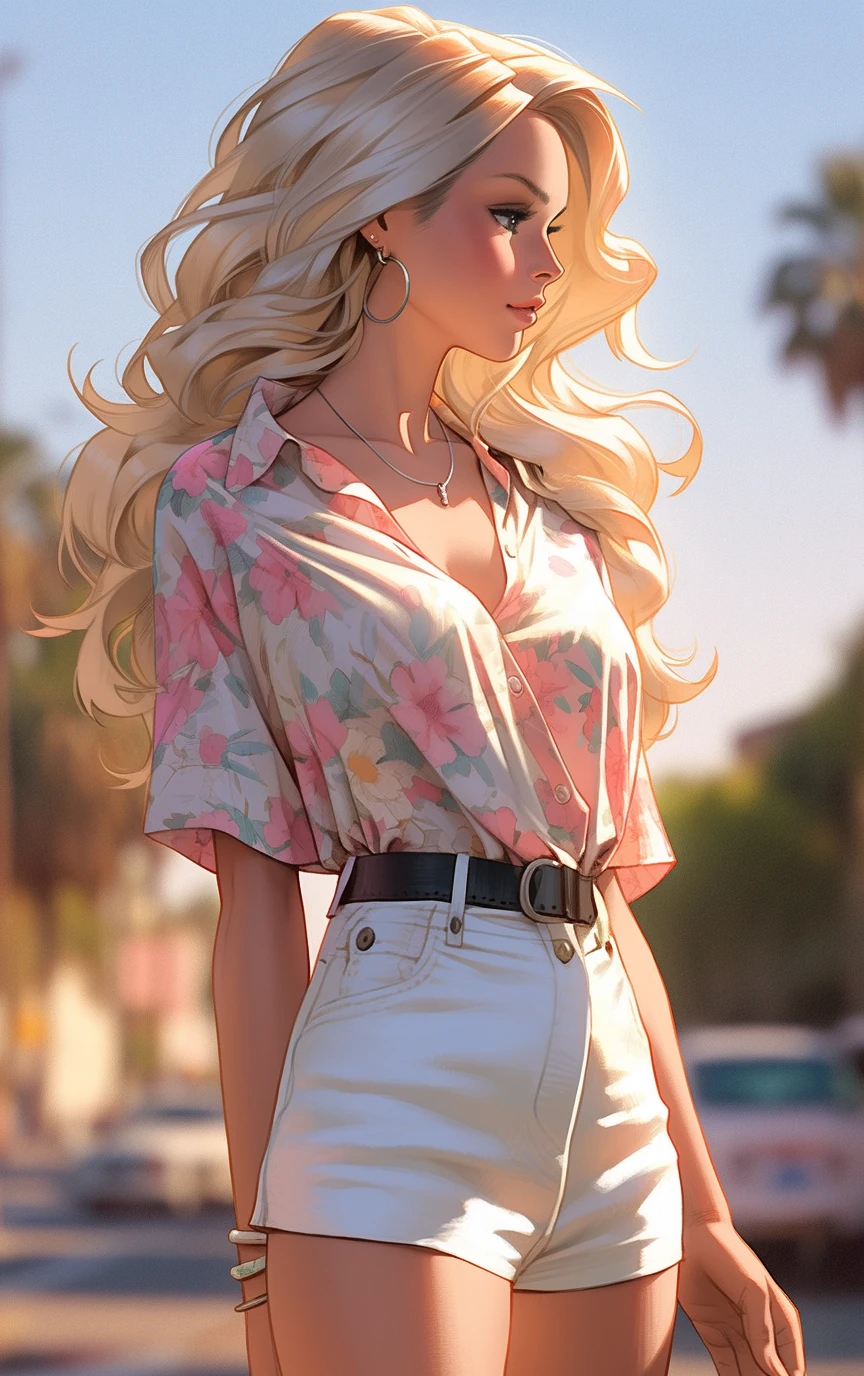 portrait, photorealistic, glamour full-body shot, beautiful blonde woman, blue eyes, walking towards a sunset, feminity, alluring, stunning, supermodel body, scandalous and flirty, realistic textures, feminine pose &ndash;ar 10:16 &ndash;s 1000 &ndash;style expressive &ndash;q 5 &ndash;niji 5