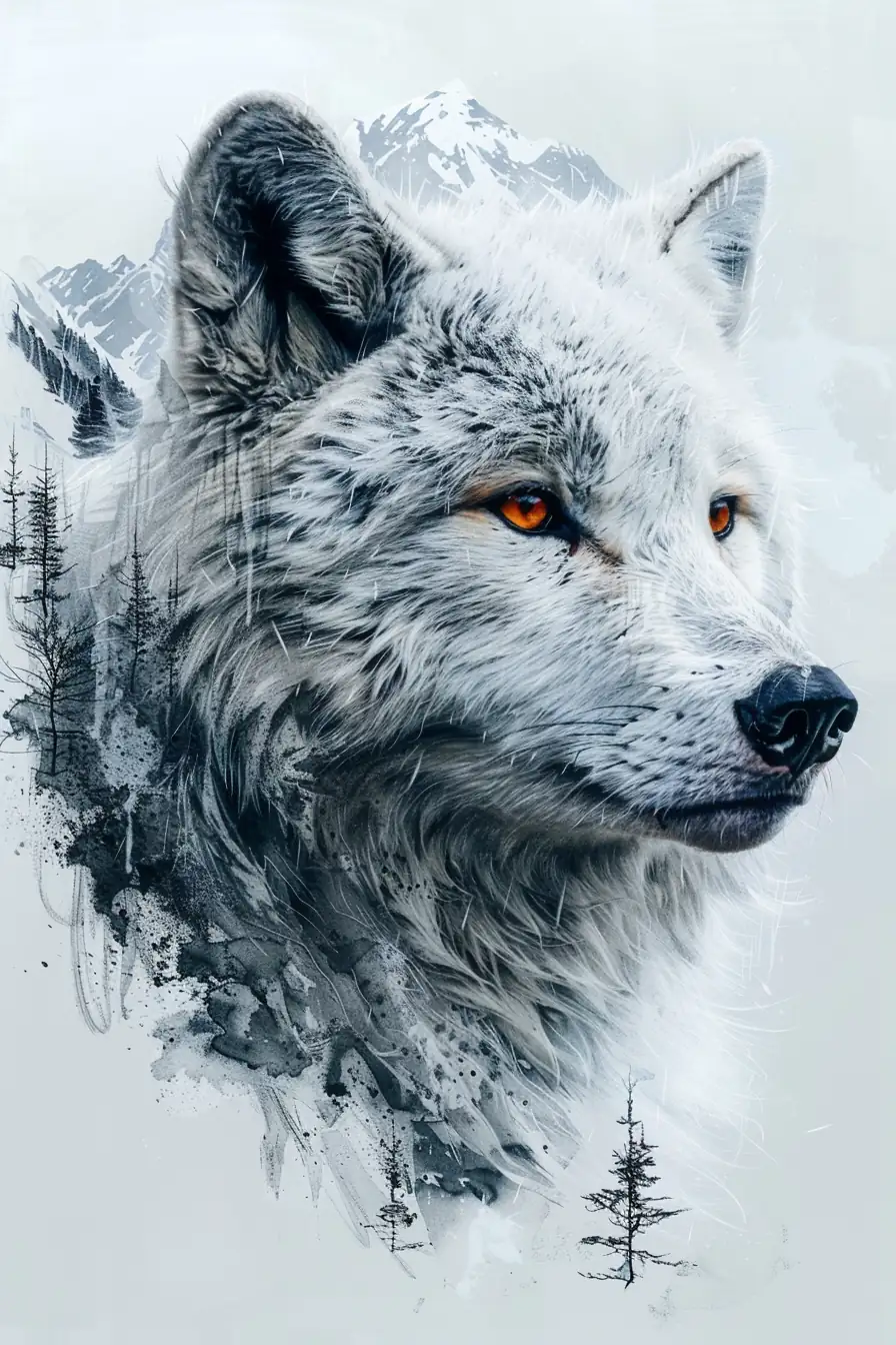 Watercolor portrait variation with atmospheric background