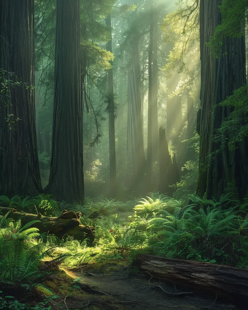 morning mist filtering through canopy