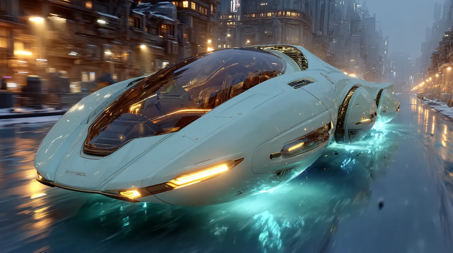 sleek aerodynamic form hovering with no contact with ground