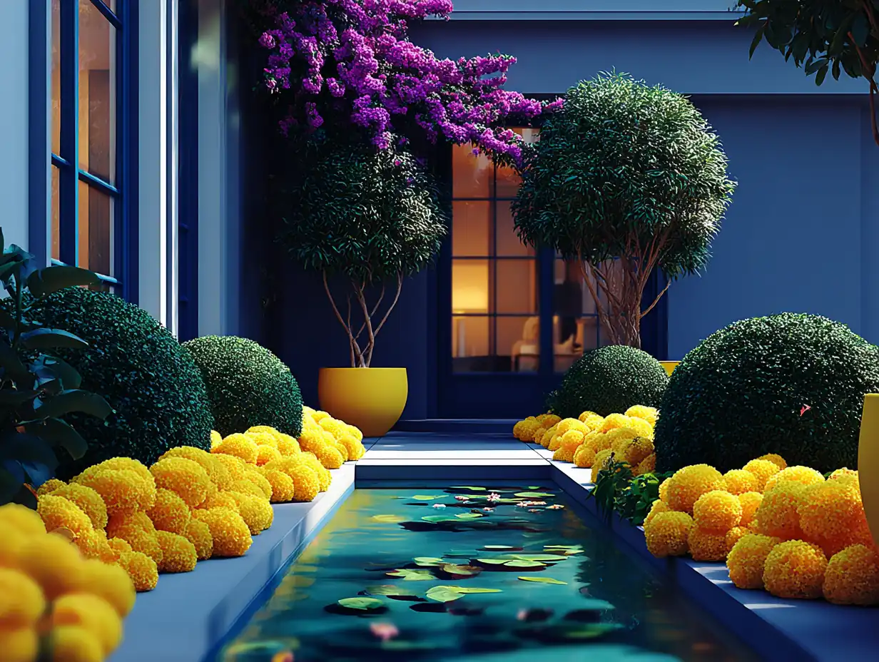 Peaceful garden with SREF code 2653204188 - artistic watercolor style