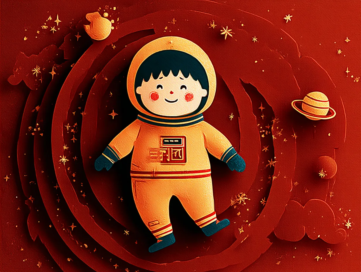 Cheerful astronaut in 3D rendered style
