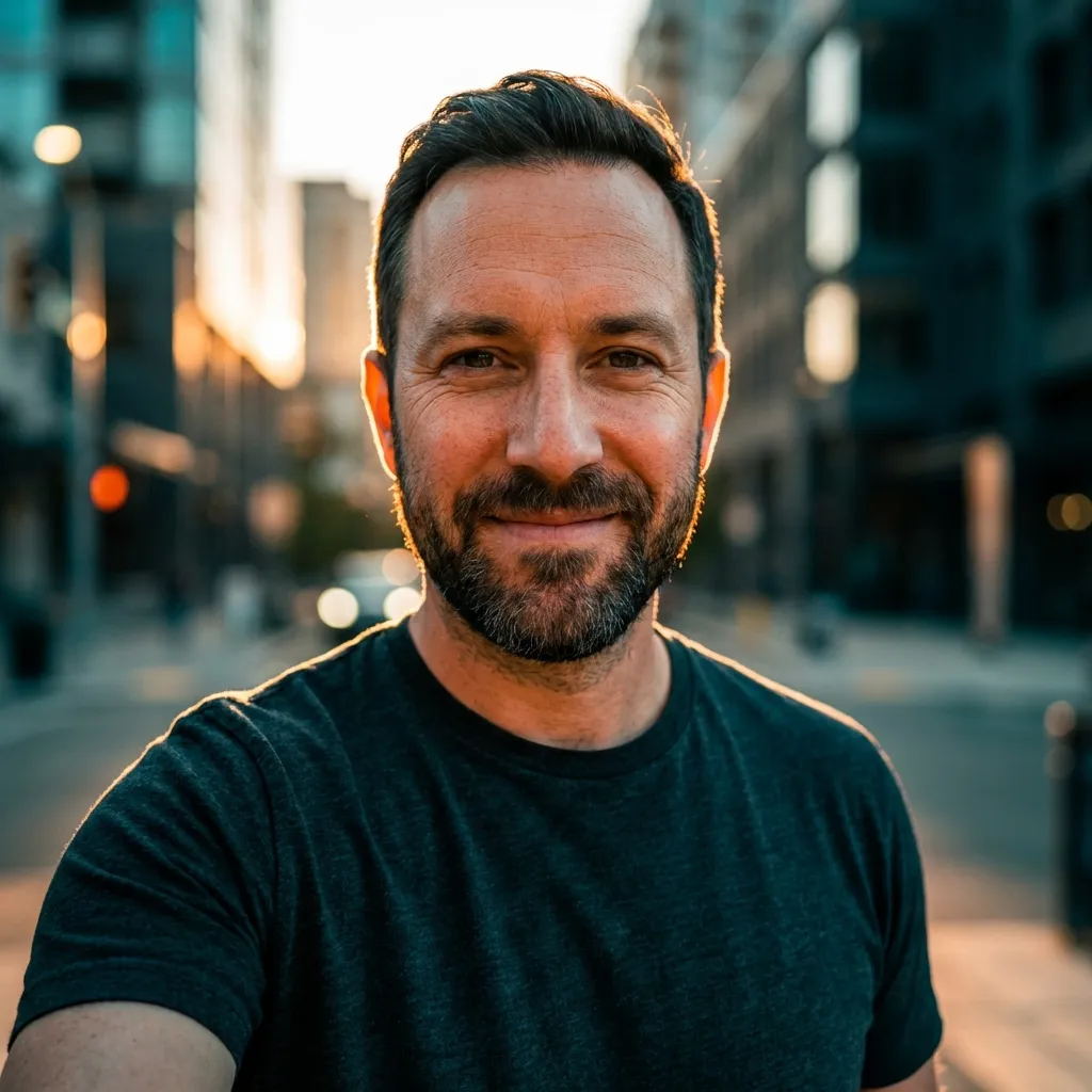 Cinematic Teal & Orange personal brand style with urban background