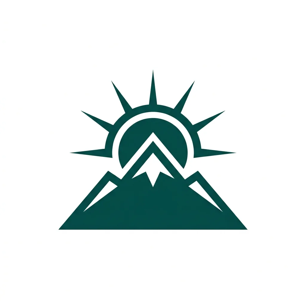 Minimalist mountain peak logo symbol in solid dark teal on white