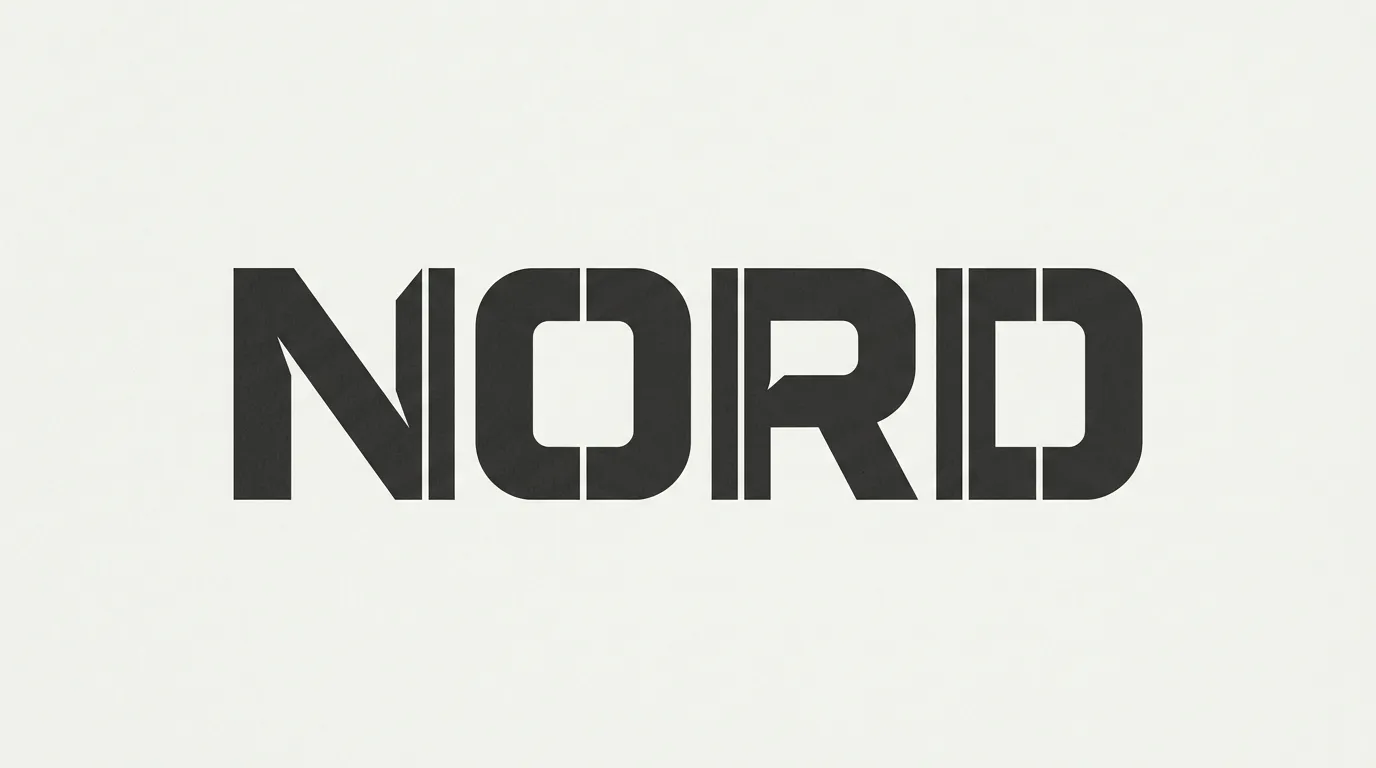 Stylized wordmark logo reading NORD with bold geometric lettering
