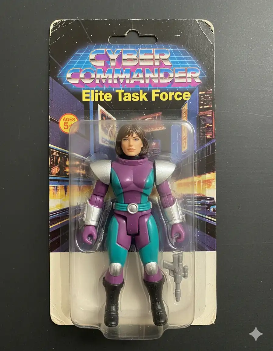 1980s action figure toy transformation with vintage blister pack